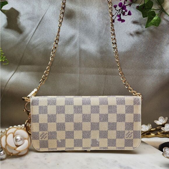 Louis Vuitton Damier Azur Insolite Wallet w/ Dust Bag & Unbranded Chain - Picture 4 of 17